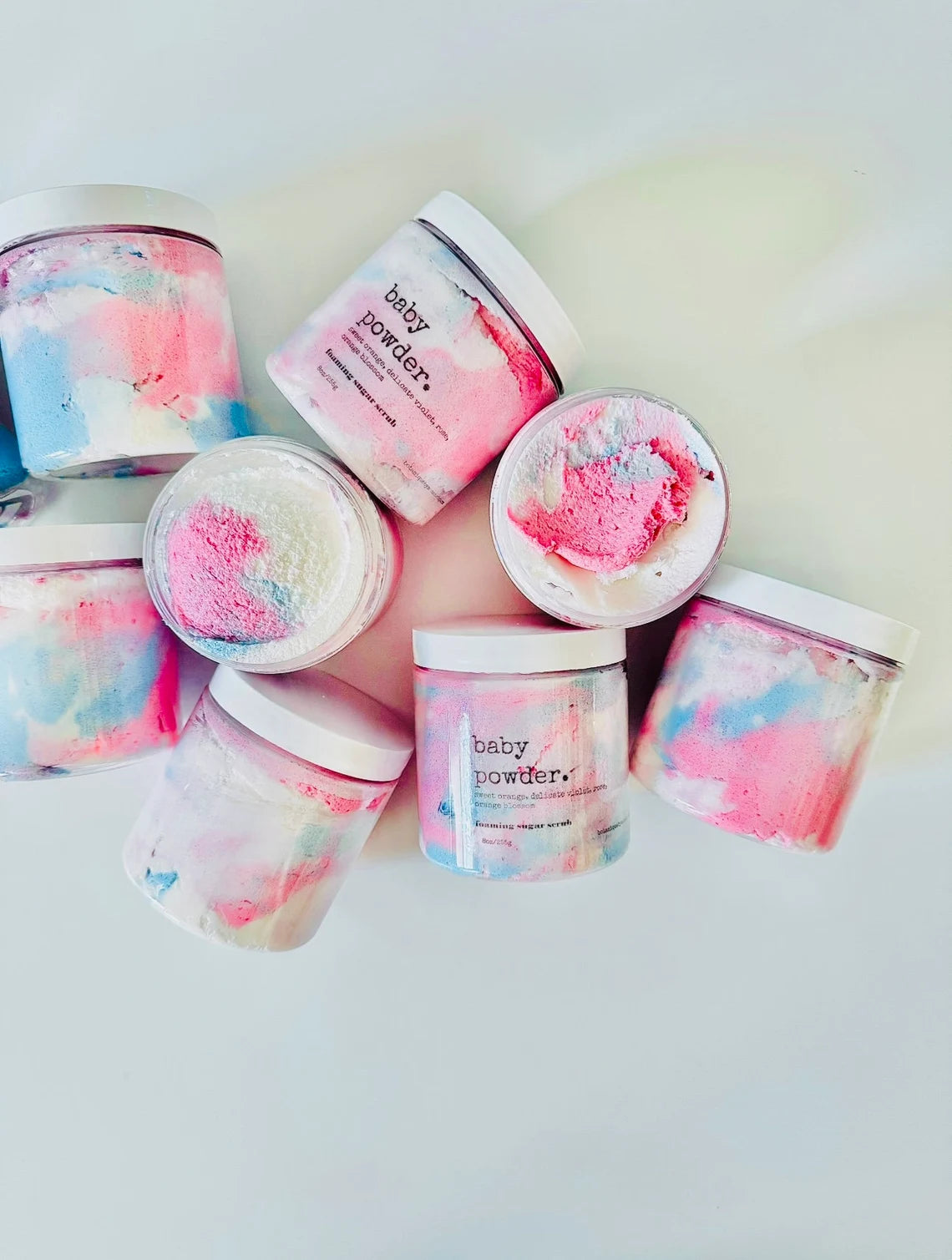Baby Powder Foaming Sugar Scrub: 8oz Exfoliating Body Scrub