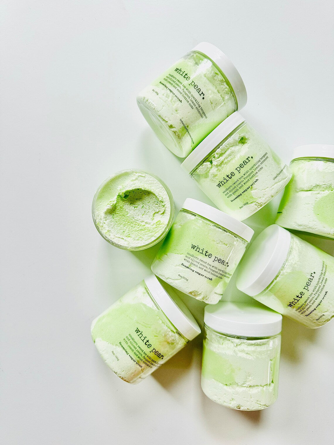 White Pear Foaming Sugar Scrub: Shea Butter & Coconut Oil (8oz/11 fl oz)