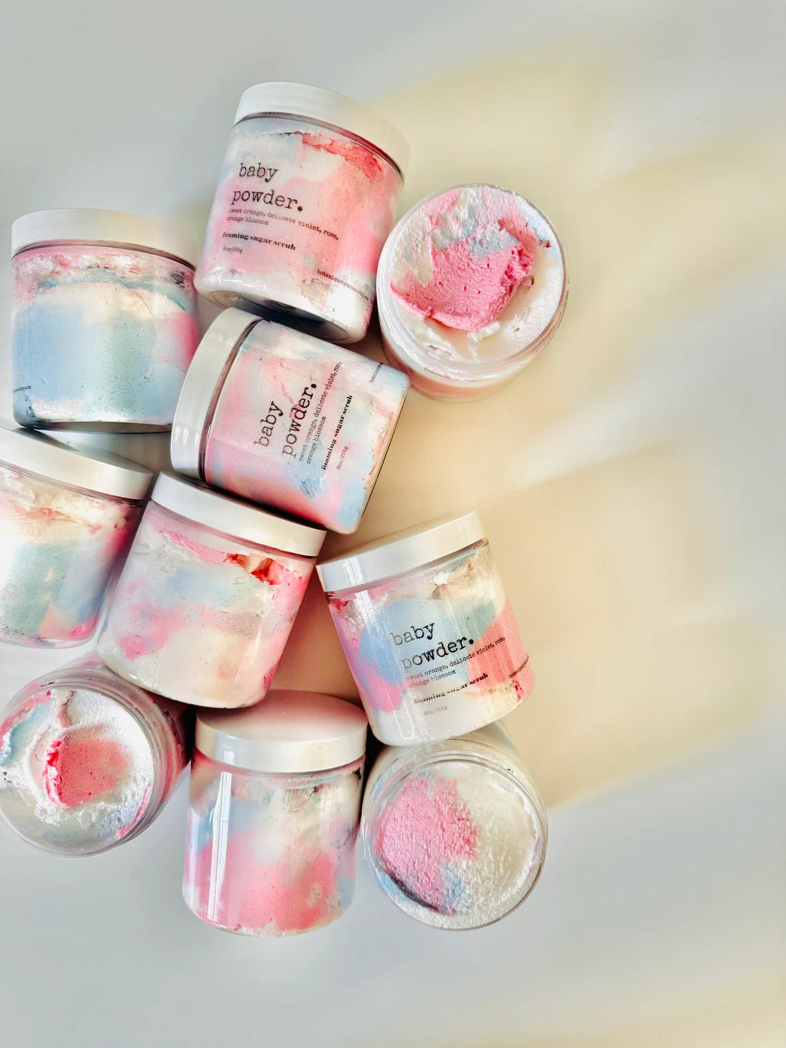 Baby Powder Foaming Sugar Scrub: 8oz Exfoliating Body Scrub