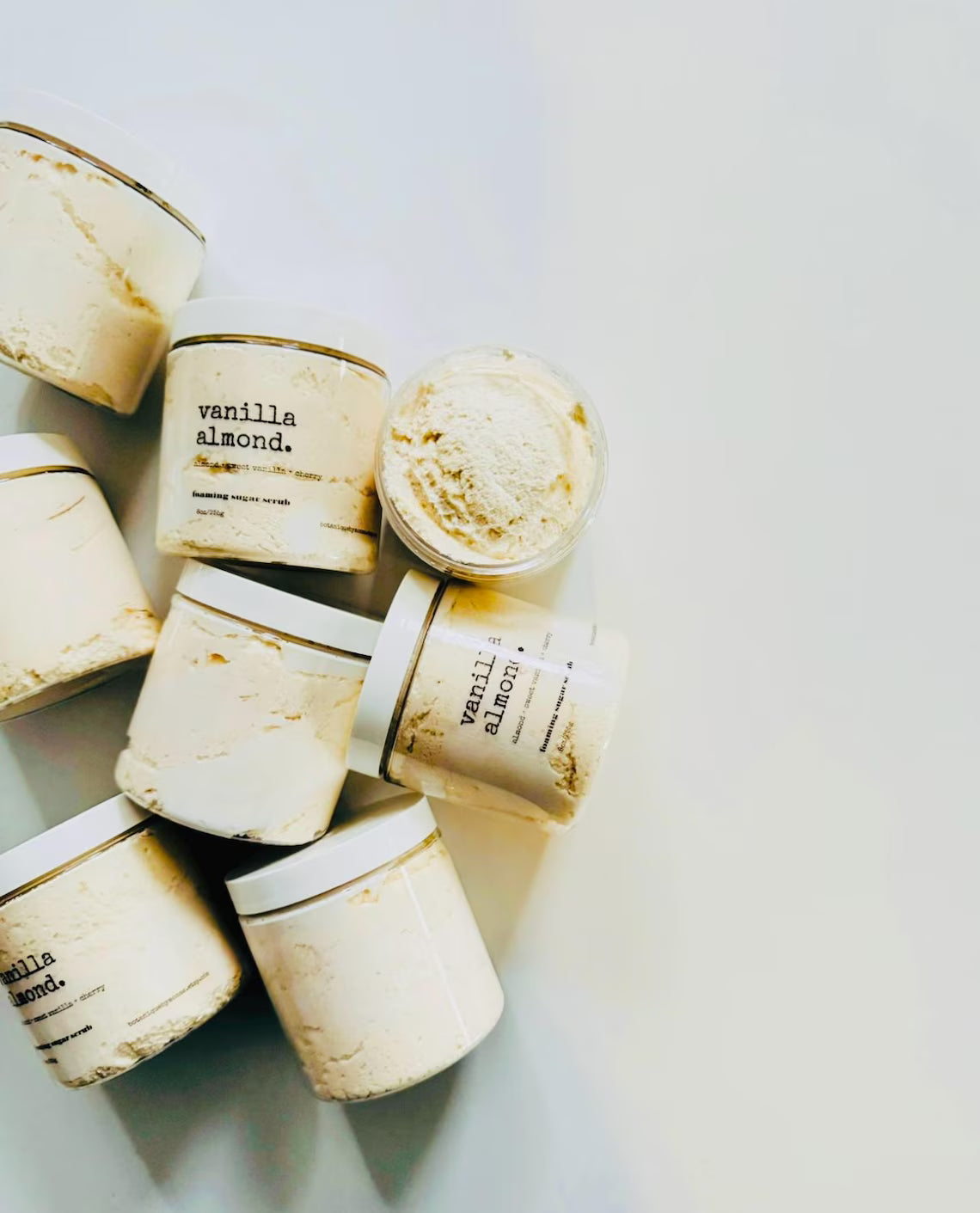 Vanilla Almond Foaming Sugar Scrub: Shea Butter & Coconut Oil (8oz)
