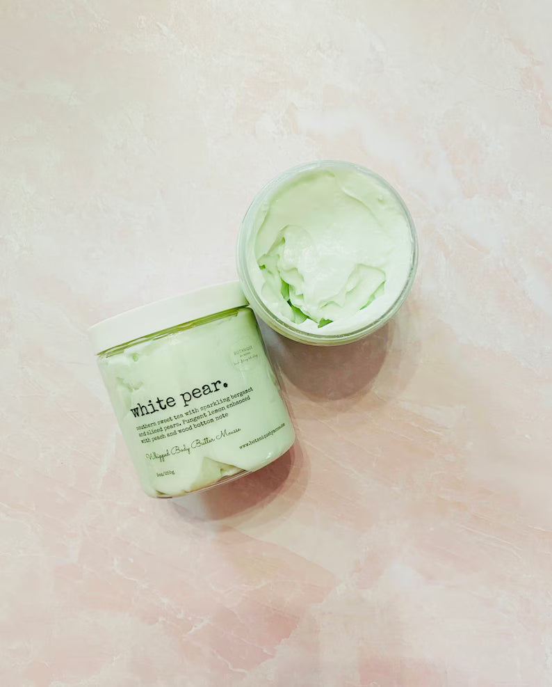 White Pear Whipped Body Butter Mousse: Handmade Moisturizing Body Cream