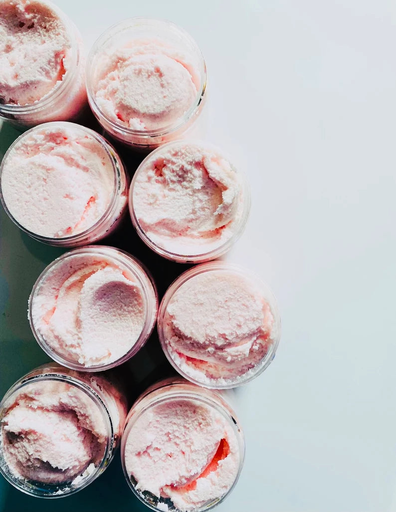 Pink Sugar Foaming Sugar Scrub, body scrubs, soap scrubs, shea butter scrub, exfoliation