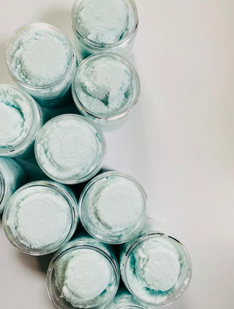 Ocean Rosewater Foaming Sugar Scrub: Shea Butter Exfoliating Scrub (8oz)
