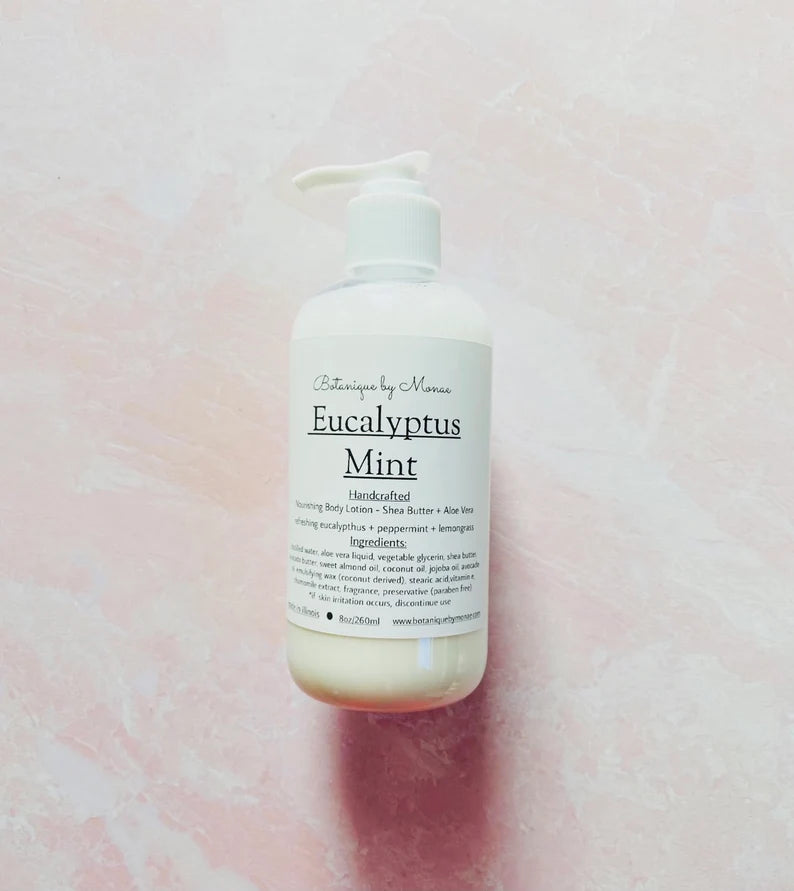 Body Lotion, Eucalyptus Mint - Shea Butter and Aloe Body Lotion, lotion for dry skin, handmade body lotion, body cream, thick lotion