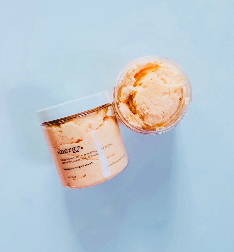 Energy Sugar Scrub, body scrubs, foaming body scrubs