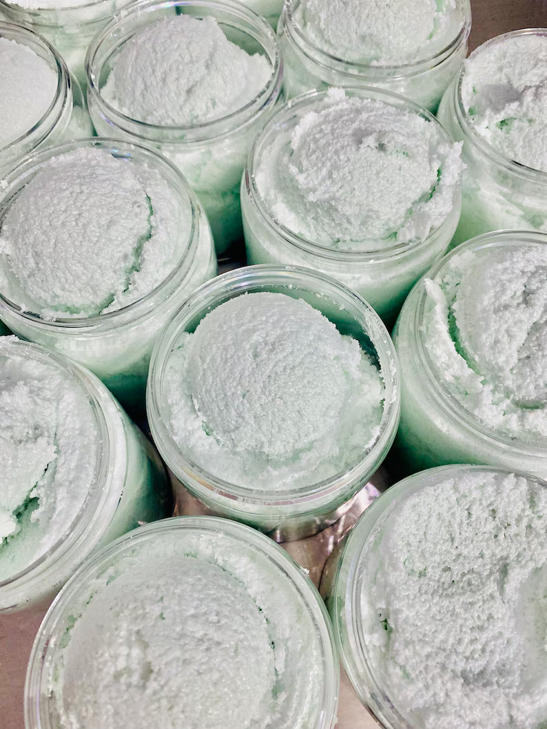 Eucalyptus Mint Foaming Sugar Scrub: Shea Butter Exfoliating Soap (8oz)