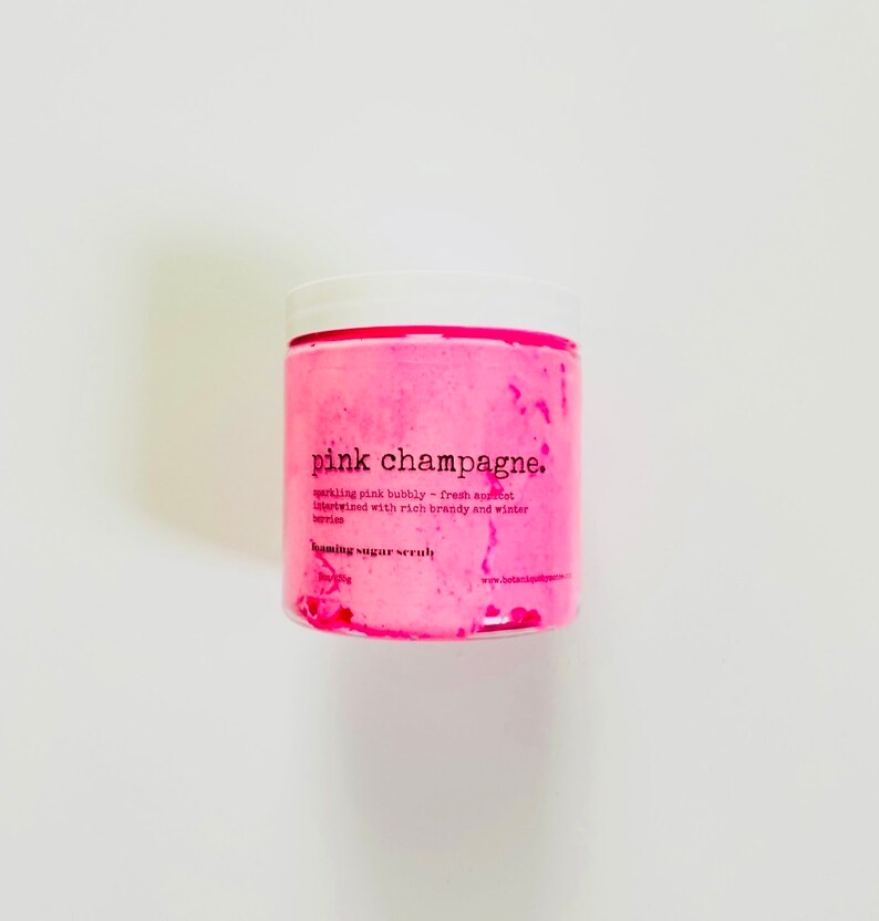 Pink Champagne Foaming Sugar Scrub: Shea Butter Exfoliant (8oz)