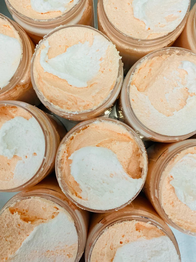 Georgia Peach Foaming Sugar Scrub: Shea Butter & Coconut Oil (8oz)