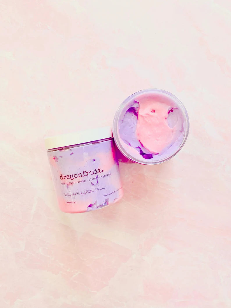 Dragonfruit Body Butter Cream: Thick Moisturizing Butter Mousse, 8oz