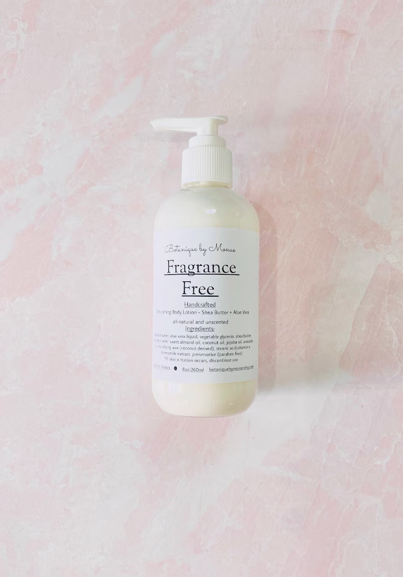 Unscented shea butter lotion, aloe vera lotion, handmade lotion, lotion for dry skin