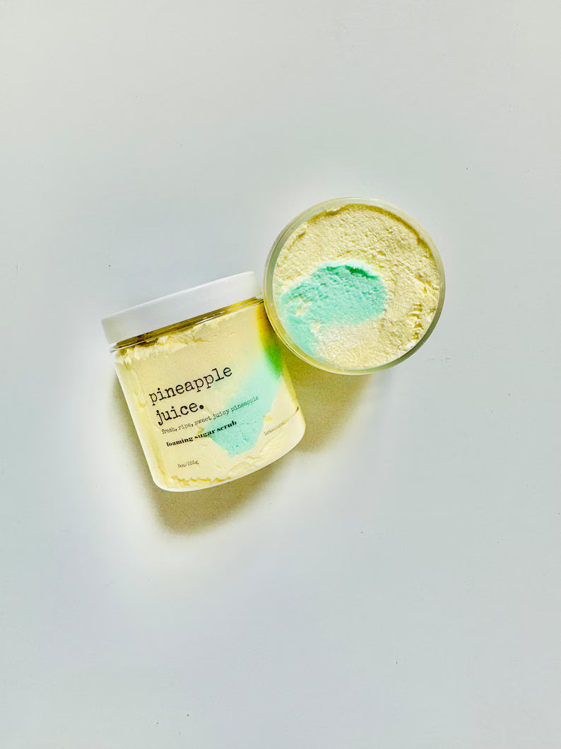 Pineapple Juice Foaming Sugar Scrub: Shea Butter & Coconut Oil (8oz)