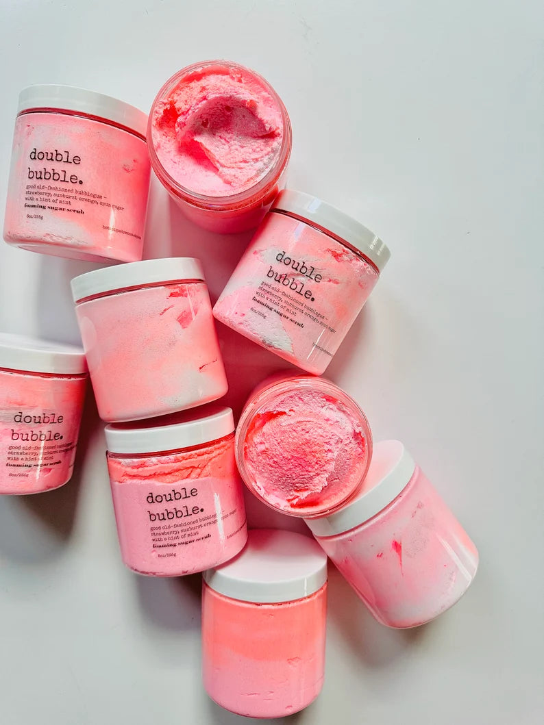 Double Bubble Foaming Sugar Scrub: Shea Butter & Coconut Oil (8oz)