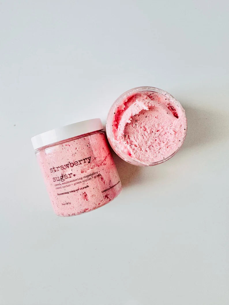 Strawberry Sugar Foaming Sugar Scrub, body scrubs, soap scrubs