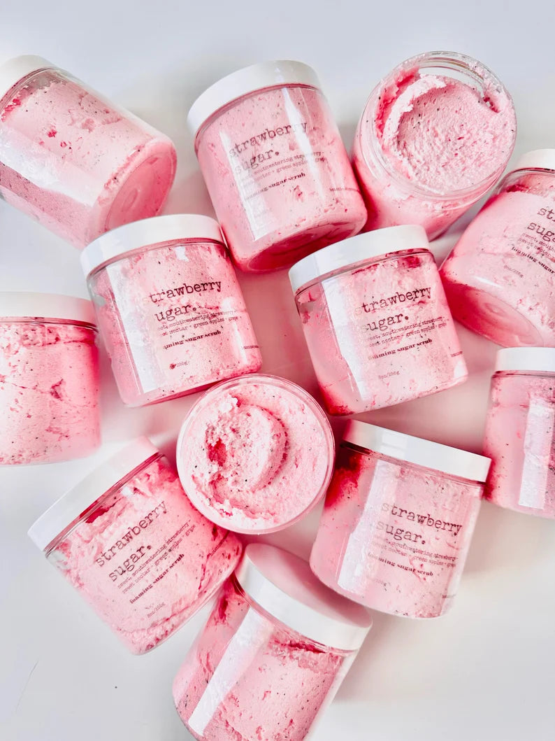 Strawberry Sugar Foaming Sugar Scrub, body scrubs, soap scrubs