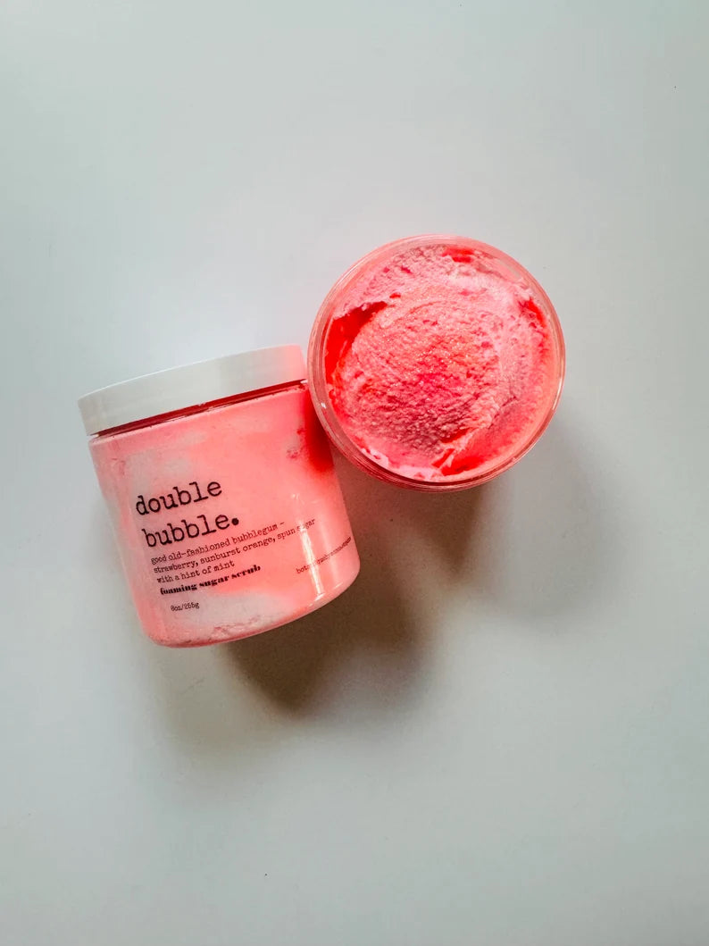 Double Bubble Foaming Sugar Scrub: Shea Butter & Coconut Oil (8oz)