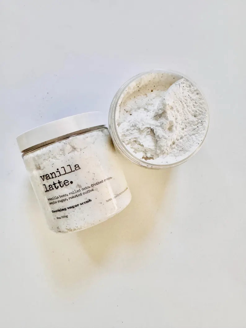 Vanilla Latte Foaming Sugar Scrub: Shea Butter, Coconut Oil (8oz)