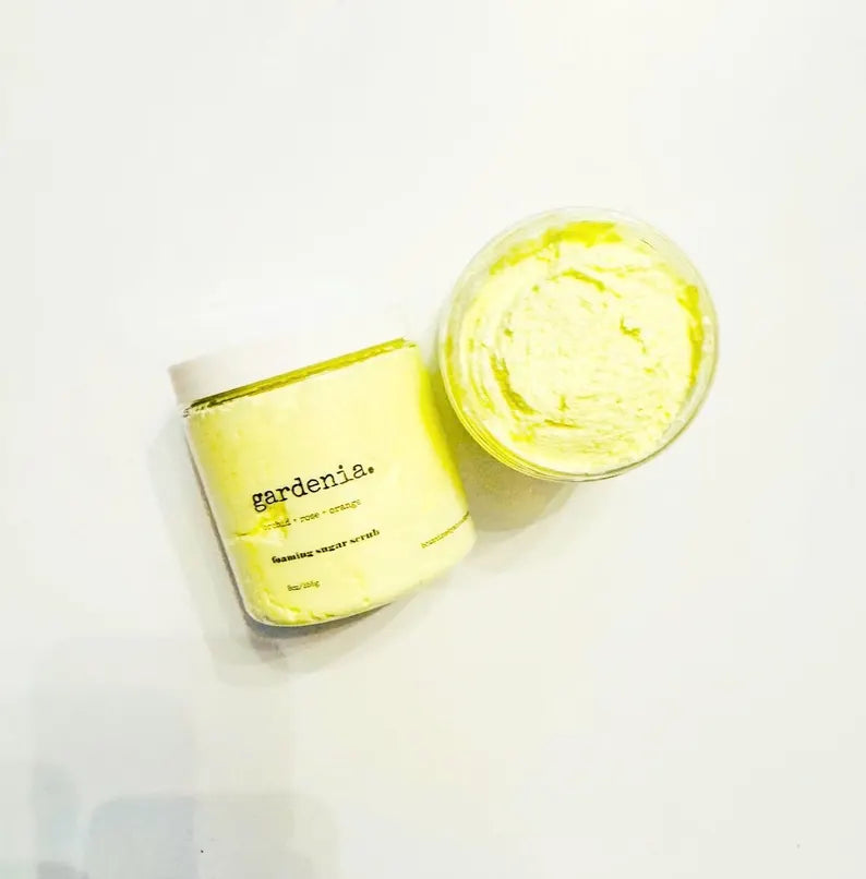 Gardenia Foaming Sugar Scrub: Exfoliating Body Scrub (8oz)
