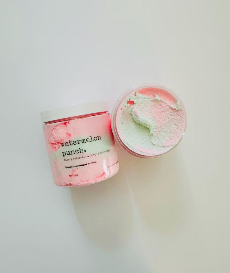 Watermelon Punch Foaming Sugar Scrub: Shea Butter & Coconut Oil, 8oz