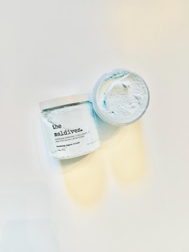 The Maldives Foaming Sugar Scrub: Shea Butter & Coconut Oil - 8oz